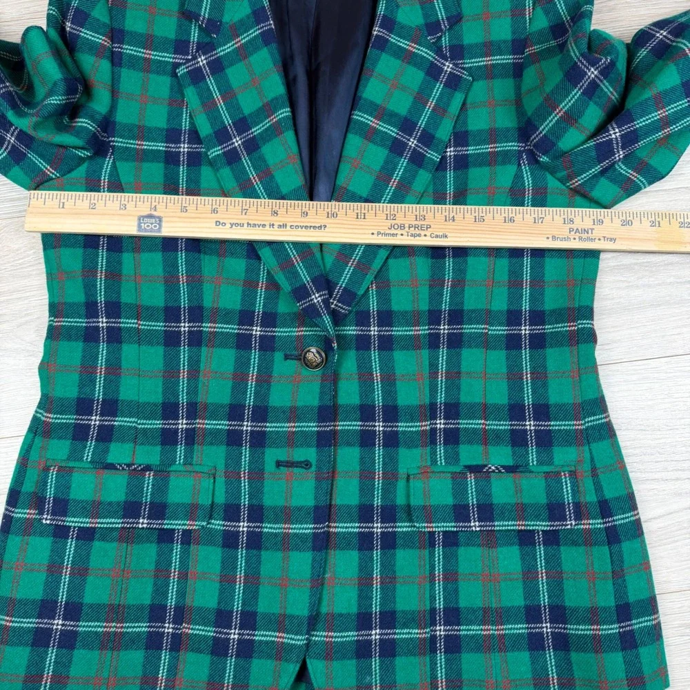 Pendleton Vintage Green Plaid Wool Blazer Jacket Made in USA Size‎ 10